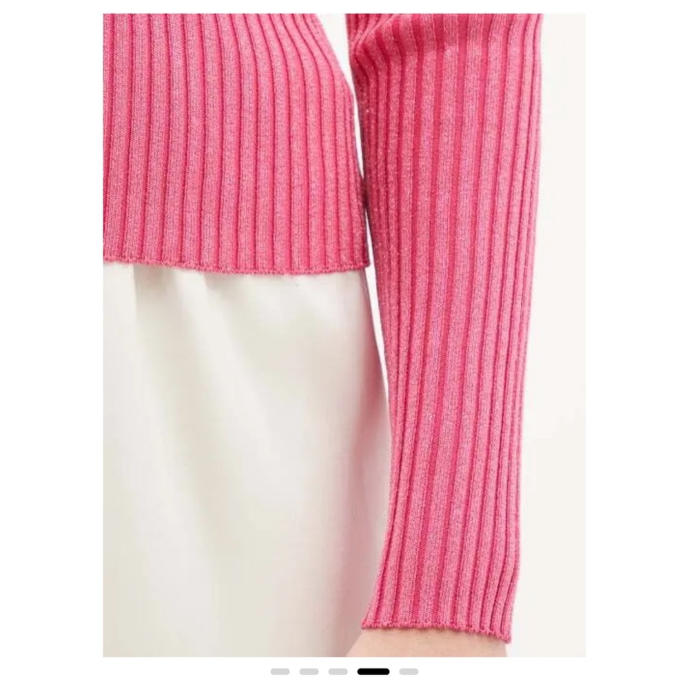 STAUD Pink and Red Ribbed Cardigan - Picture 4 of 5